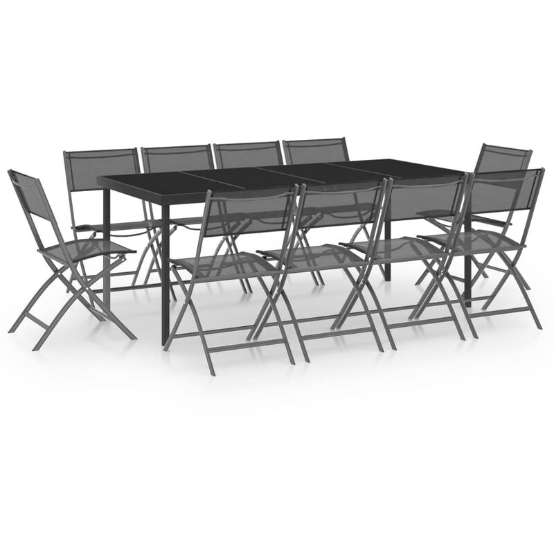 

Juego de comedor para jardín 11 piezas acero - Antracita - Vidaxl