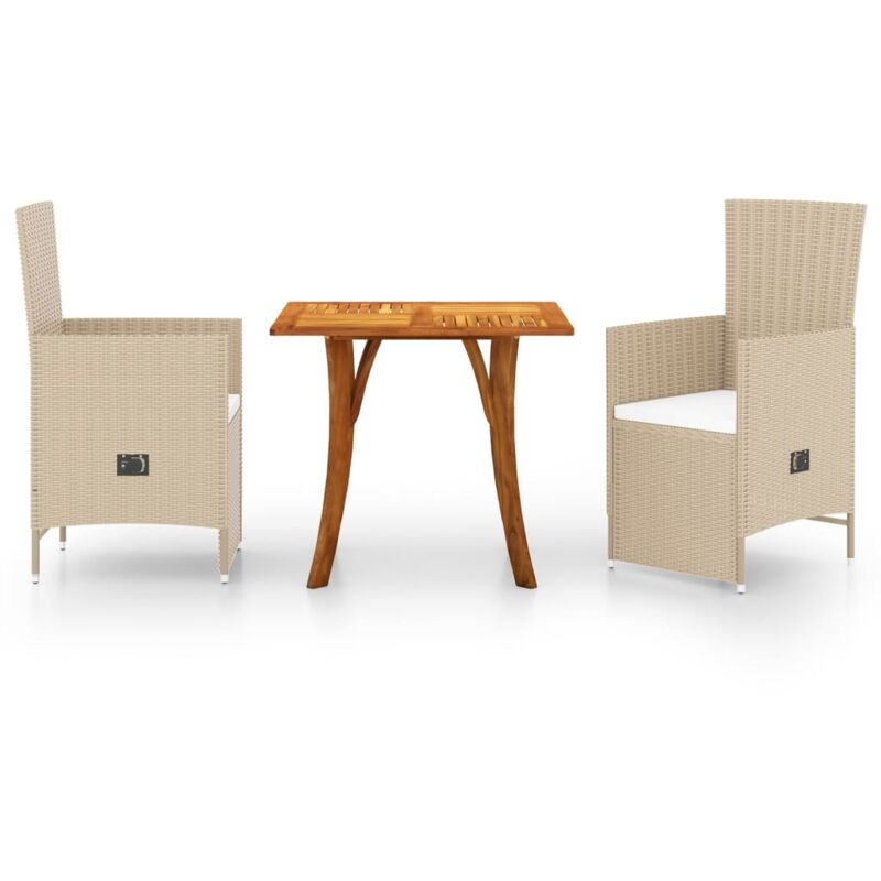 

vidaXL Juego de comedor para jardín 3 piezas beige - Beige
