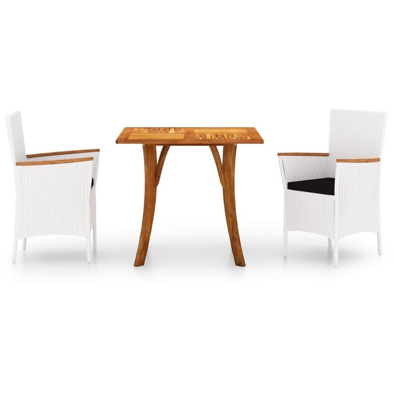 

vidaXL Juego de comedor para jardín 3 piezas blanco - Blanco