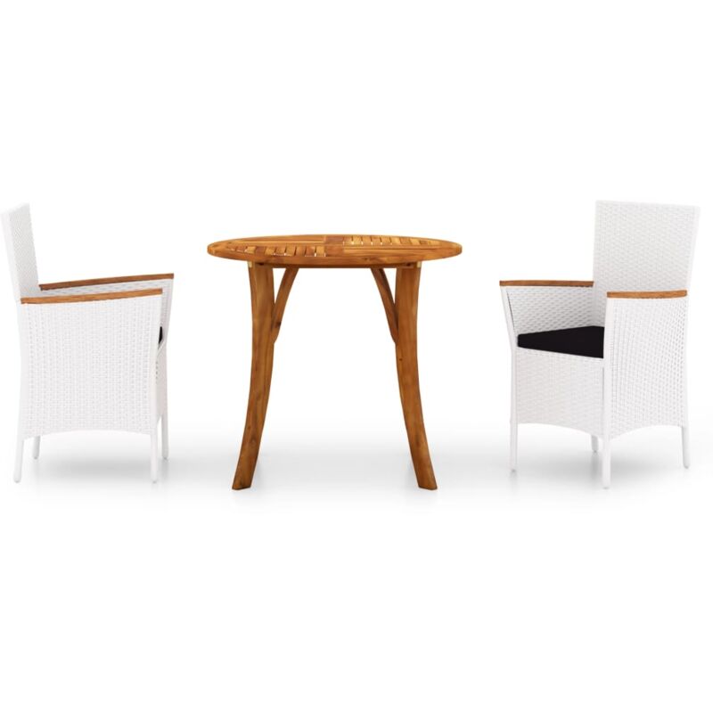 

vidaXL Juego de comedor para jardín 3 piezas blanco - Blanco