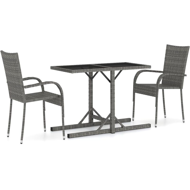 

vidaXL Juego de comedor para jardín 3 piezas gris - Gris