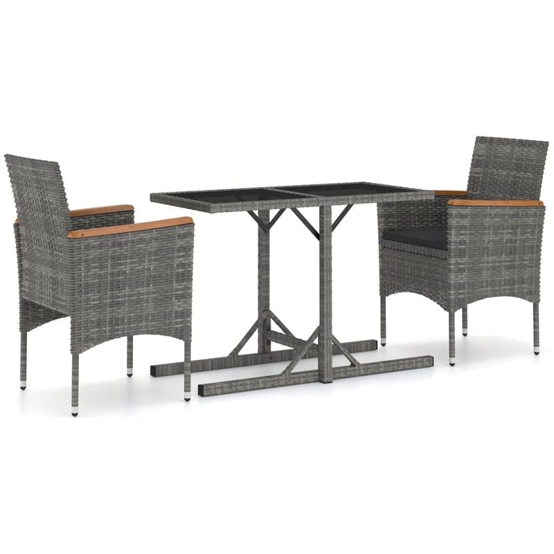 

vidaXL Juego de comedor para jardín 3 piezas gris - Gris