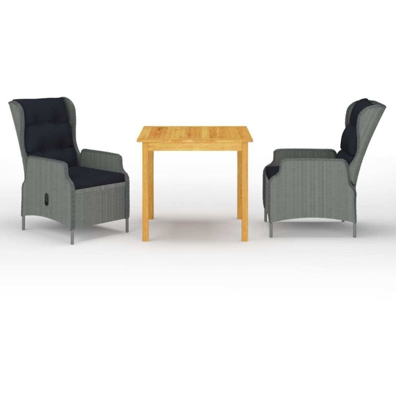 

vidaXL Juego de comedor para jardín 3 piezas gris claro - Gris