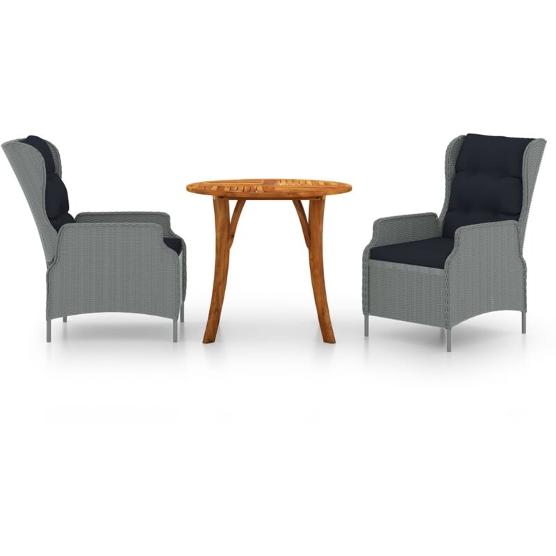 

vidaXL Juego de comedor para jardín 3 piezas gris claro - Gris