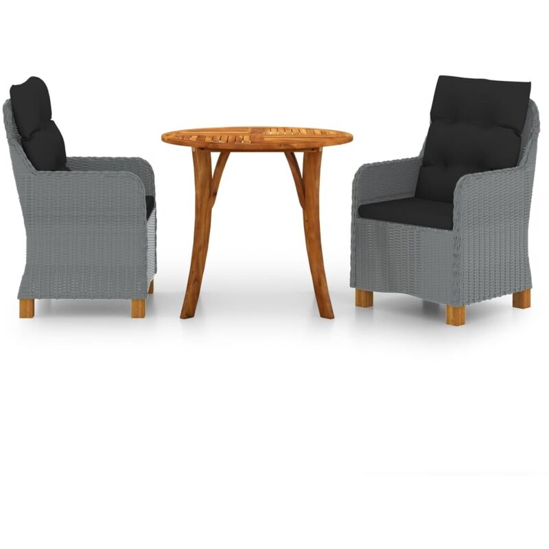

vidaXL Juego de comedor para jardín 3 piezas gris claro - Gris