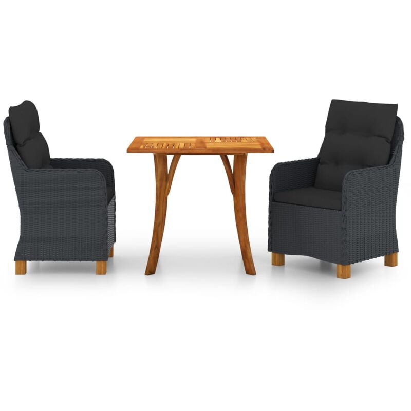 

vidaXL Juego de comedor para jardín 3 piezas gris oscuro - Gris
