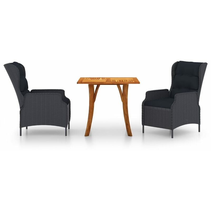 

Juego de comedor para jardín 3 piezas gris oscuro - Gris - Vidaxl