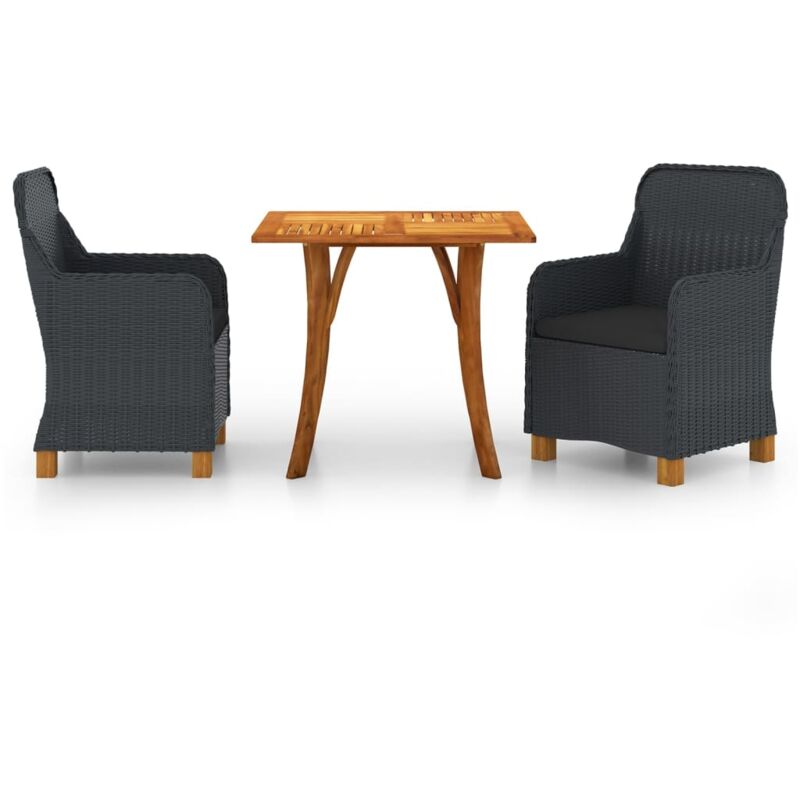 

vidaXL Juego de comedor para jardín 3 piezas gris oscuro - Gris
