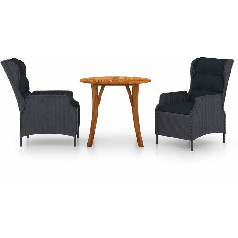 

Juego de comedor para jardín 3 piezas gris oscuro - Gris - Vidaxl