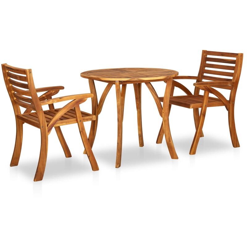 

vidaXL Juego de comedor para jardín 3 piezas madera maciza de acacia - Marrón