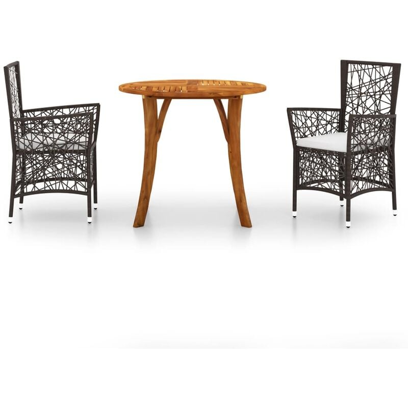 

vidaXL Juego de comedor para jardín 3 piezas marrón - Marrón