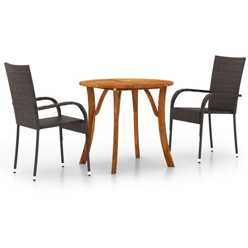 

vidaXL Juego de comedor para jardín 3 piezas marrón - Marrón