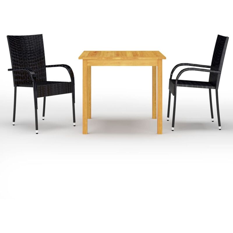 

Juego de comedor para jardín 3 piezas negro - Negro - Vidaxl