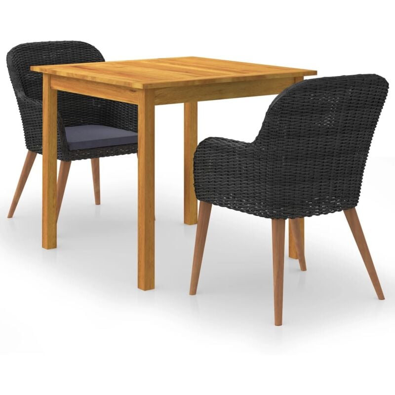 

Juego de comedor para jardín 3 piezas negro - Negro - Vidaxl