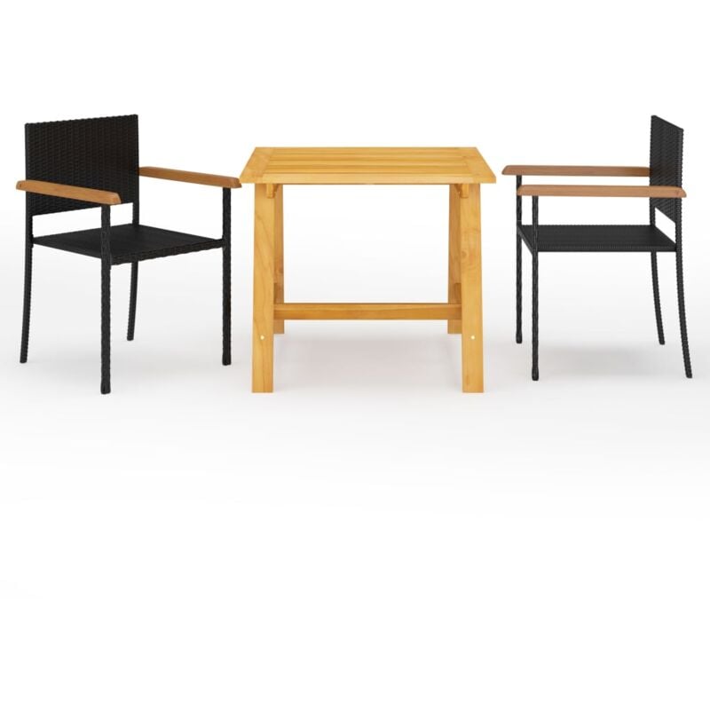 

Juego de comedor para jardín 3 piezas negro - Negro - Vidaxl