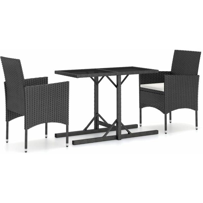 

vidaXL Juego de comedor para jardín 3 piezas negro - Negro