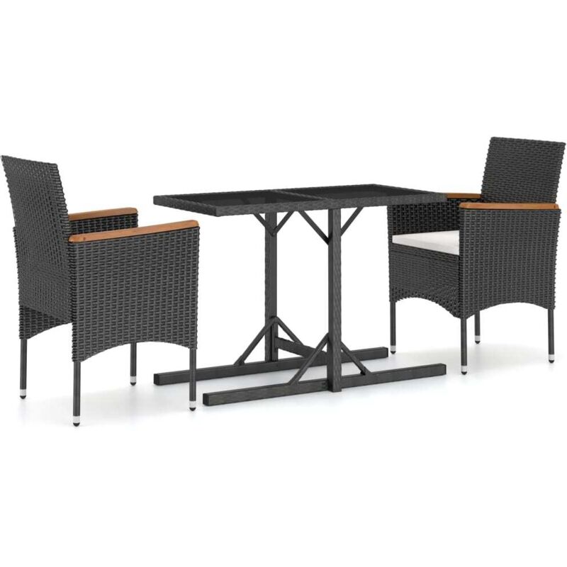 

vidaXL Juego de comedor para jardín 3 piezas negro - Negro