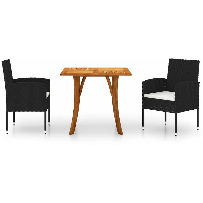 

vidaXL Juego de comedor para jardín 3 piezas negro - Negro