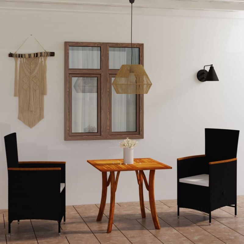 

vidaXL Juego de comedor para jardín 3 piezas negro - Negro