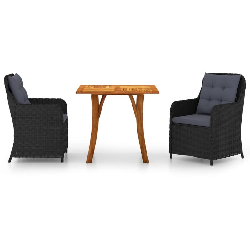 

vidaXL Juego de comedor para jardín 3 piezas negro - Negro