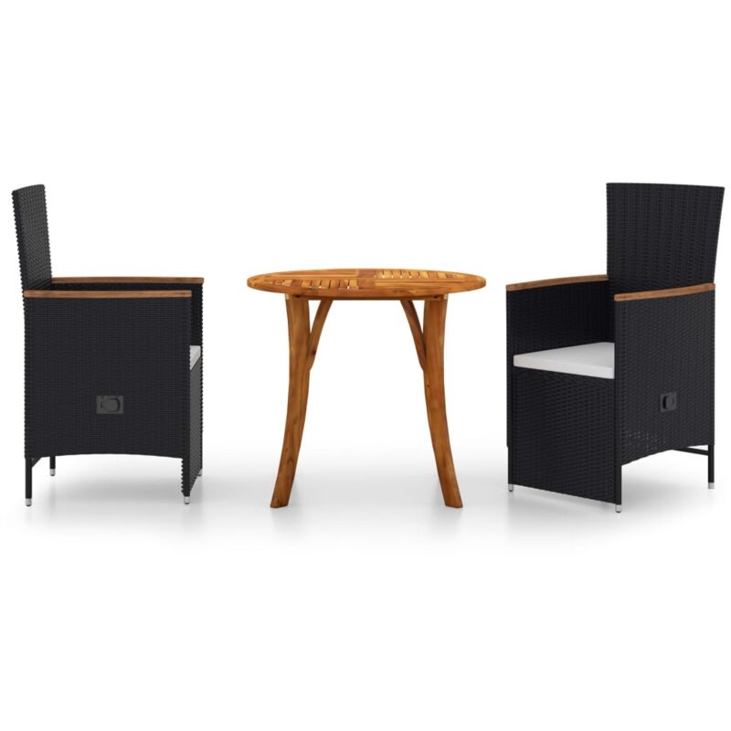 

vidaXL Juego de comedor para jardín 3 piezas negro - Negro