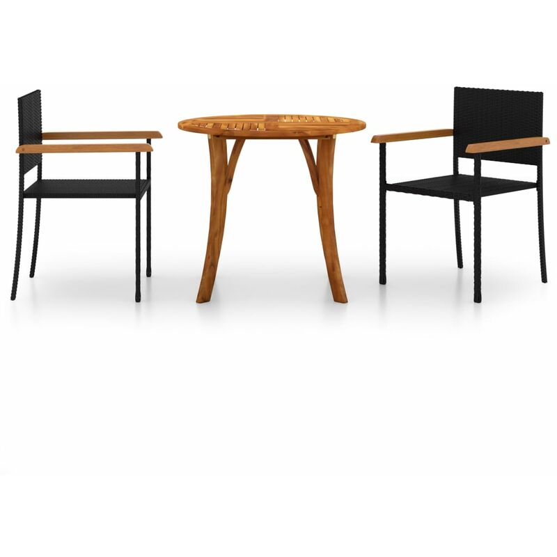 

vidaXL Juego de comedor para jardín 3 piezas negro - Negro