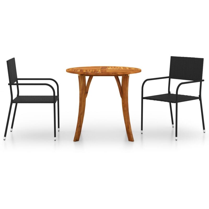 

vidaXL Juego de comedor para jardín 3 piezas negro - Negro