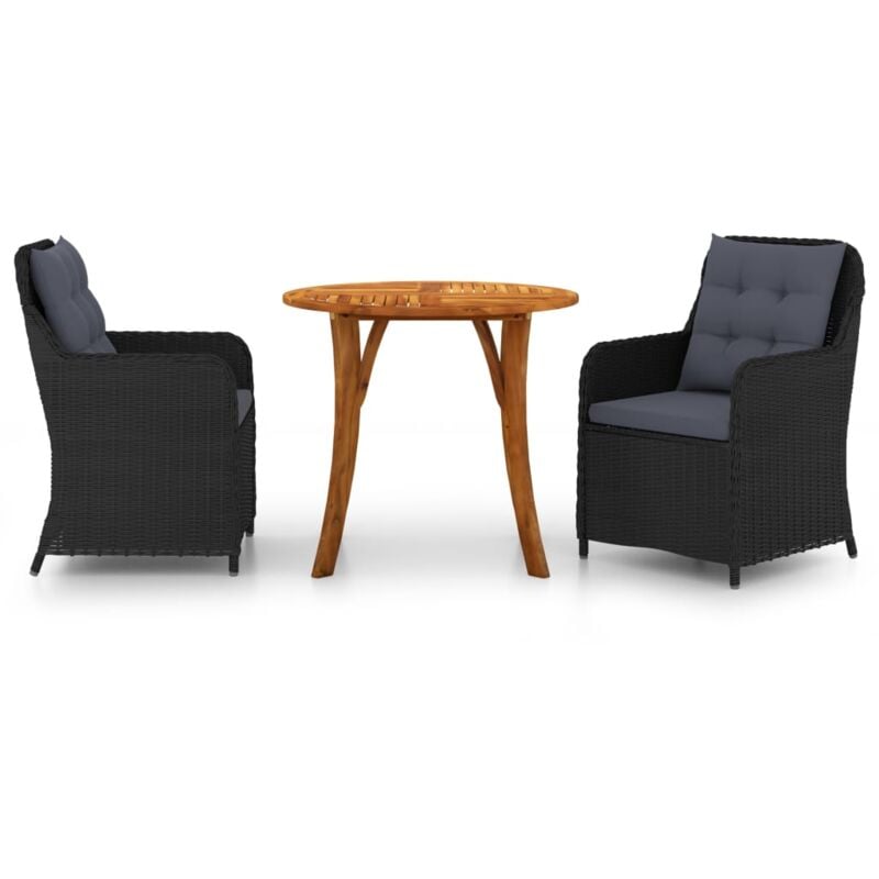 

vidaXL Juego de comedor para jardín 3 piezas negro - Negro