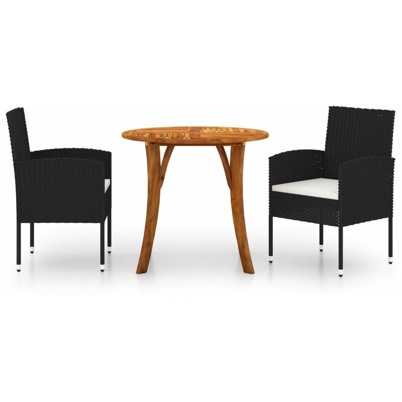 

vidaXL Juego de comedor para jardín 3 piezas negro - Negro