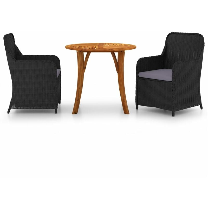 

vidaXL Juego de comedor para jardín 3 piezas negro - Negro
