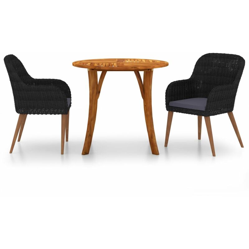 

vidaXL Juego de comedor para jardín 3 piezas negro - Negro
