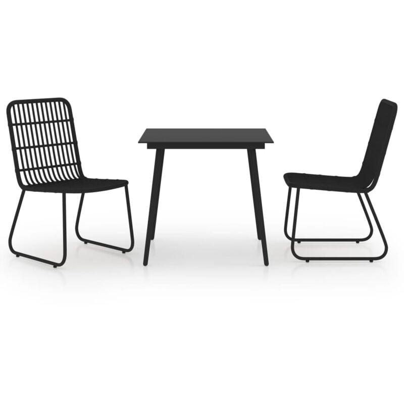 

Juego de comedor para jardín 3 piezas ratán sintético y vidrio - Negro - Vidaxl