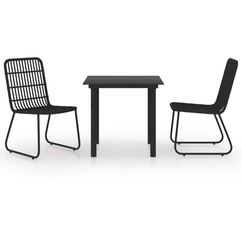 

Juego de comedor para jardín 3 piezas ratán sintético y vidrio - Negro - Vidaxl