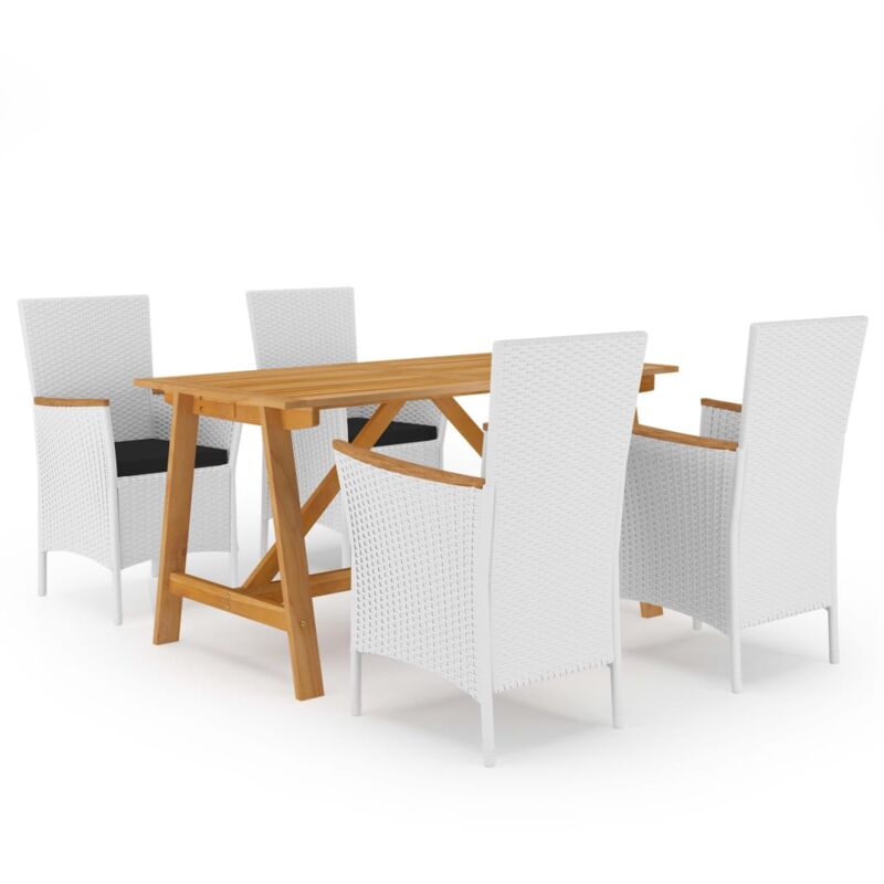 

Juego de comedor para jardín 5 piezas - Blanco - Vidaxl