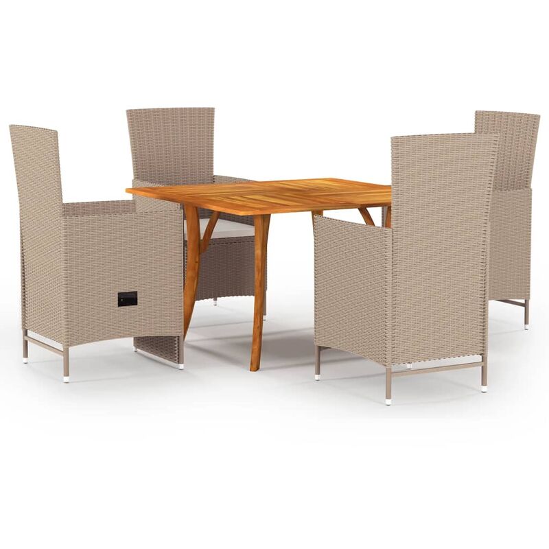 

Juego de comedor para jardín 5 piezas beige - Beige - Vidaxl