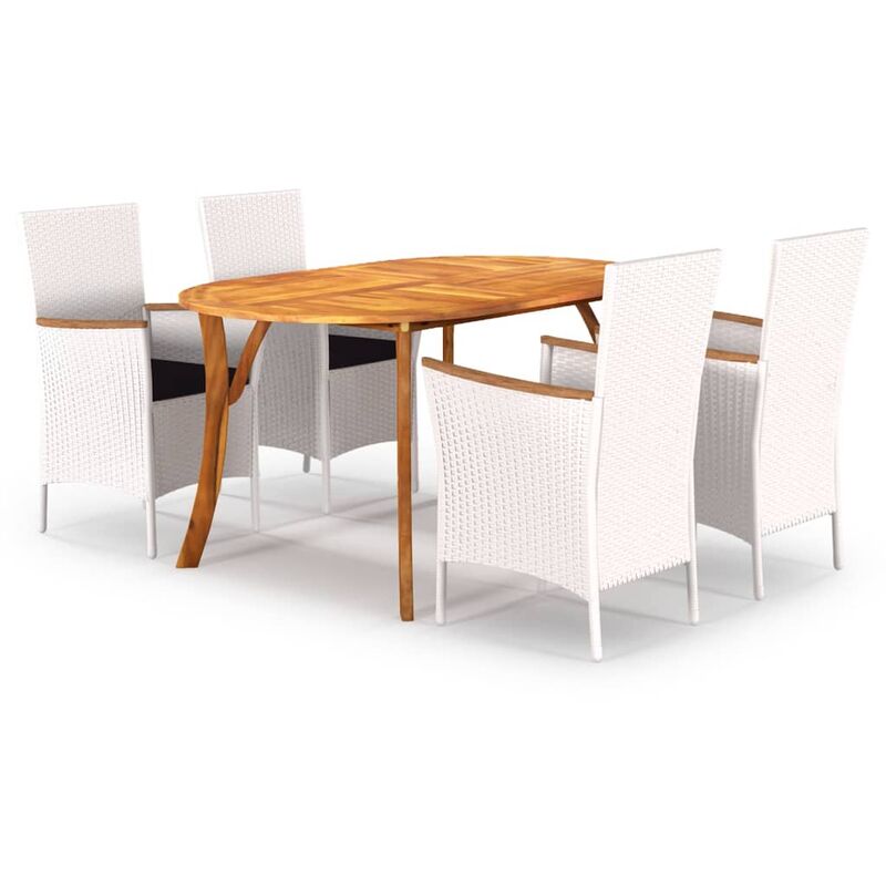 

Juego de comedor para jardín 5 piezas blanco - Blanco - Vidaxl