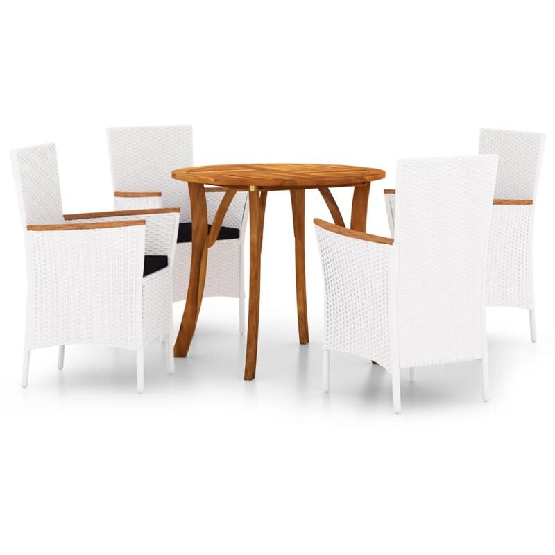 

vidaXL Juego de comedor para jardín 5 piezas blanco - Blanco