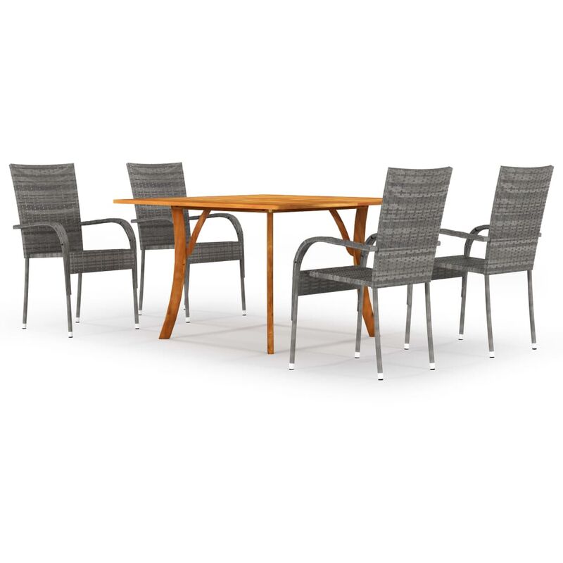 

vidaXL Juego de comedor para jardín 5 piezas gris - Gris