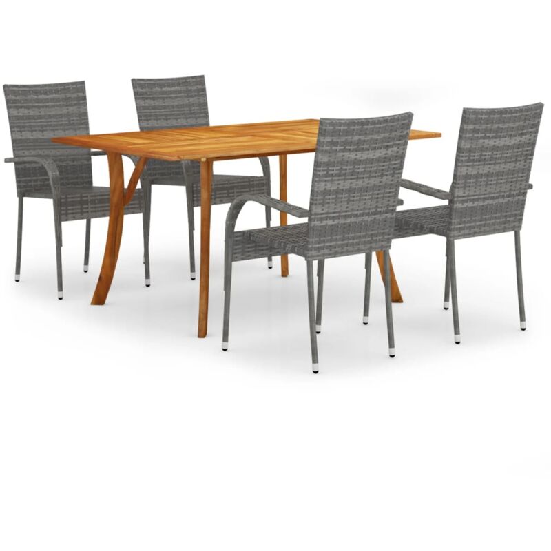 

vidaXL Juego de comedor para jardín 5 piezas gris - Gris