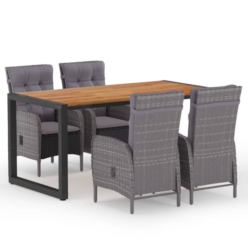 

Vidaxl - Juego de comedor para jardín 5 piezas gris - Gris