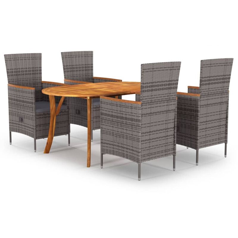 

Juego de comedor para jardín 5 piezas gris - Gris - Vidaxl