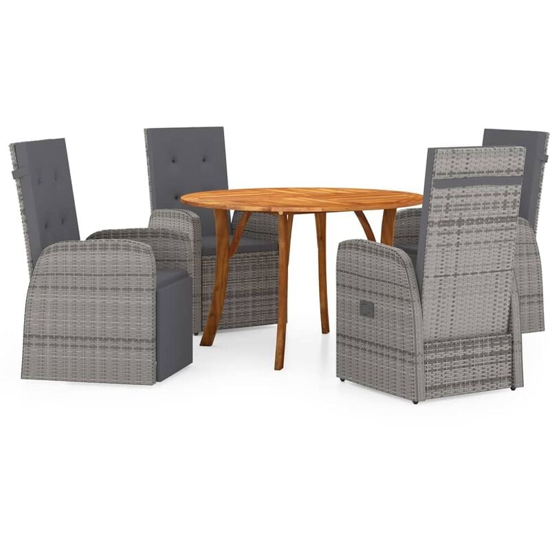 

Juego de comedor para jardín 5 piezas gris - Gris - Vidaxl