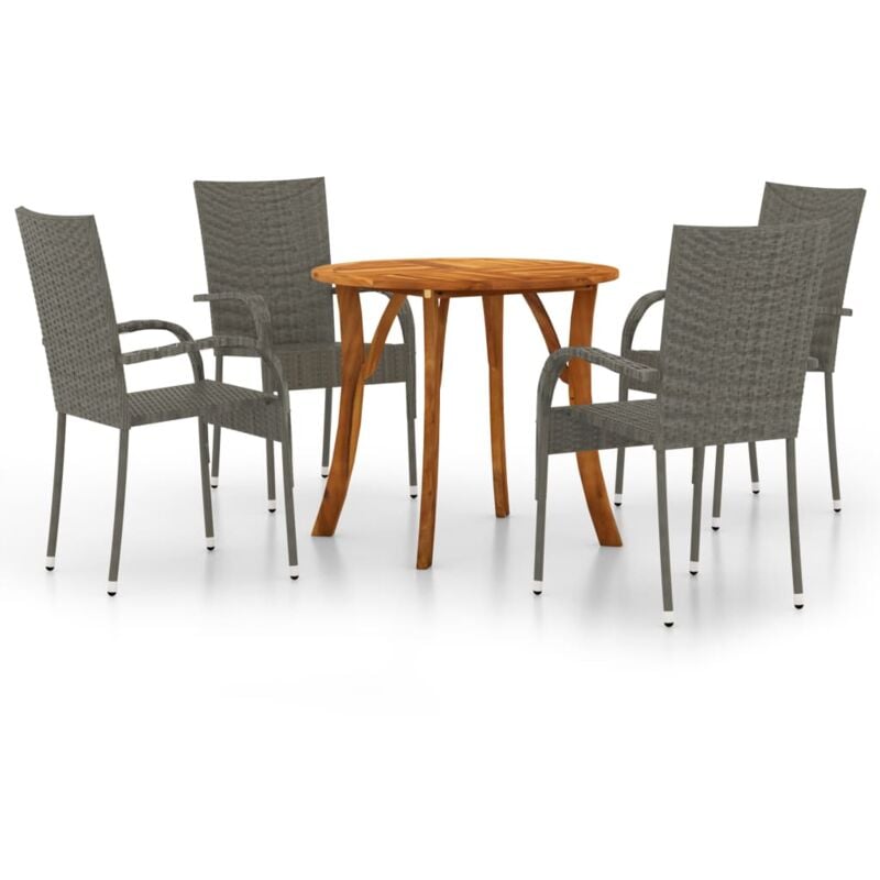 

vidaXL Juego de comedor para jardín 5 piezas gris - Gris