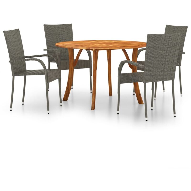 

vidaXL Juego de comedor para jardín 5 piezas gris - Gris
