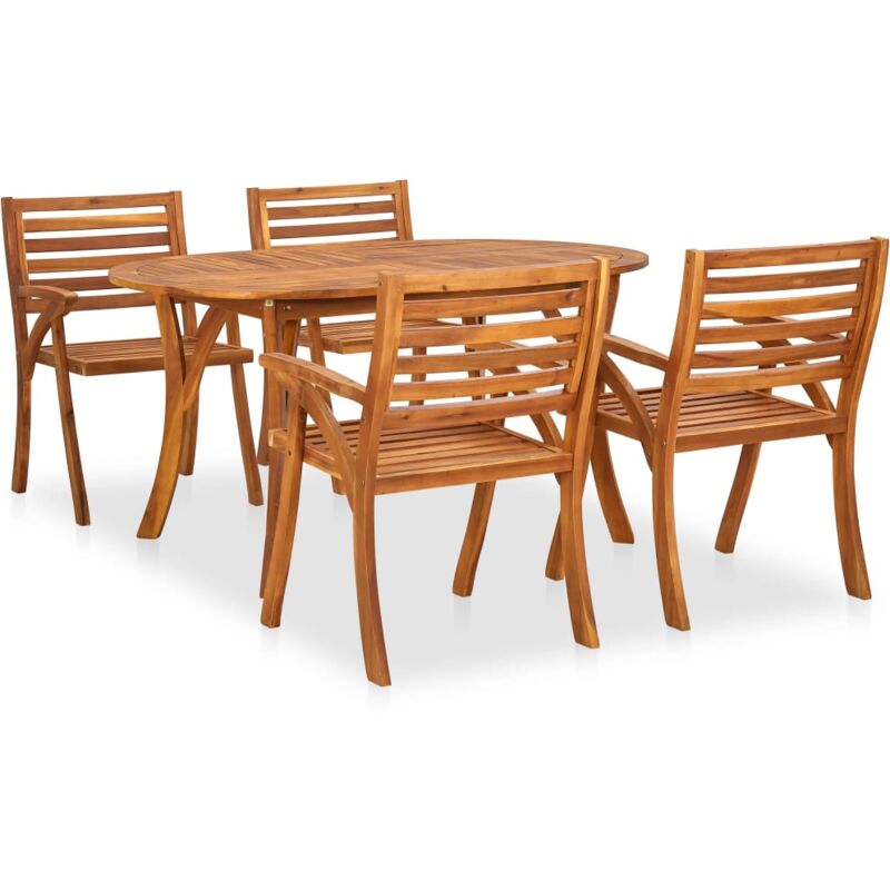 

vidaXL Juego de comedor para jardín 5 piezas madera maciza de acacia - Marrón