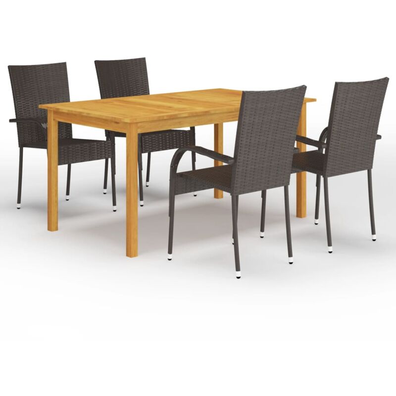 

vidaXL Juego de comedor para jardín 5 piezas marrón - Marrón