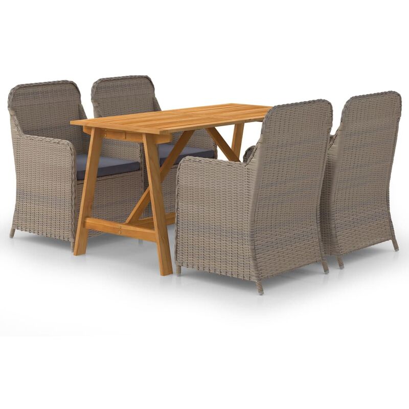 

Juego de comedor para jardín 5 piezas marrón - Marrón - Vidaxl