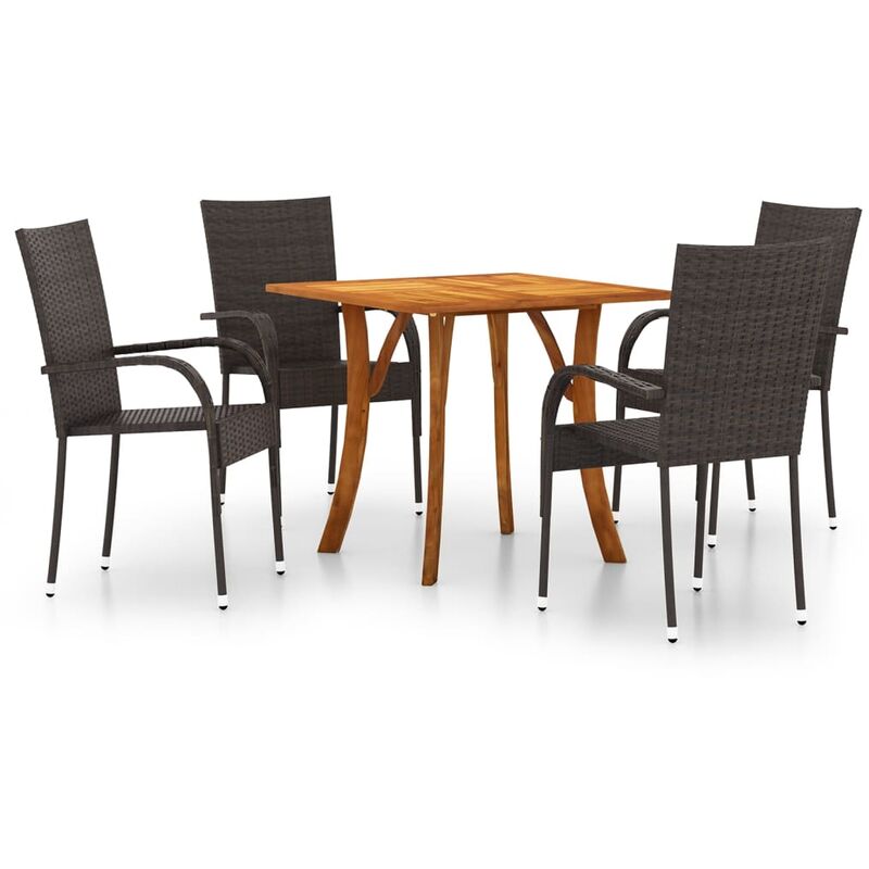 

vidaXL Juego de comedor para jardín 5 piezas marrón - Marrón