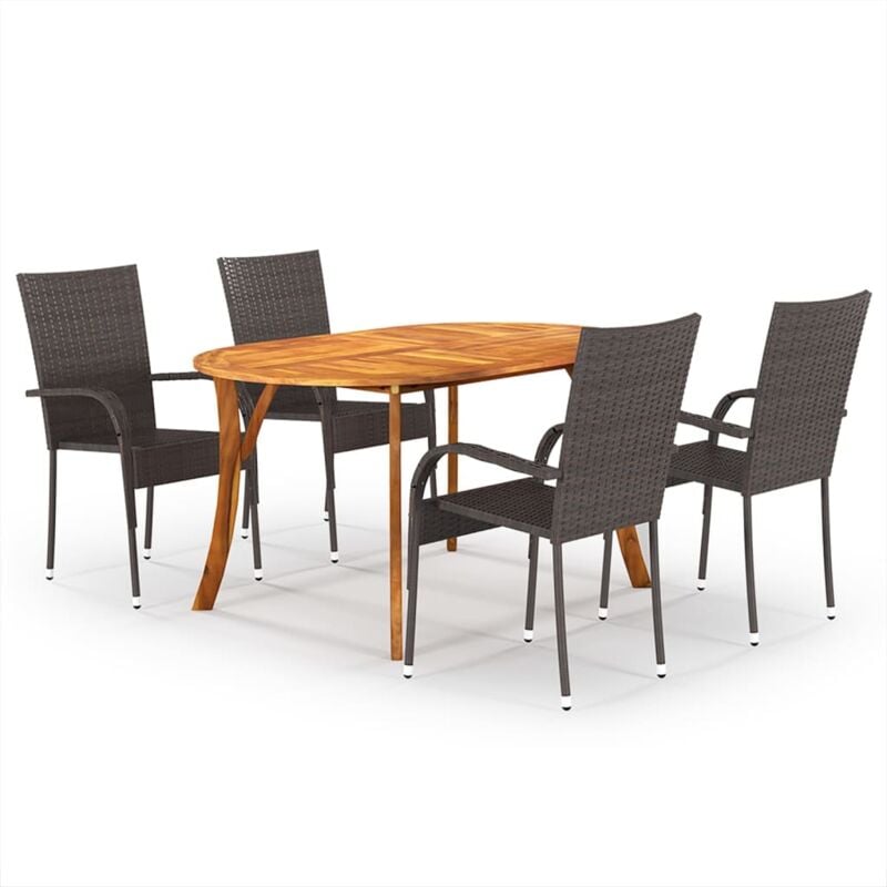 

vidaXL Juego de comedor para jardín 5 piezas marrón - Marrón