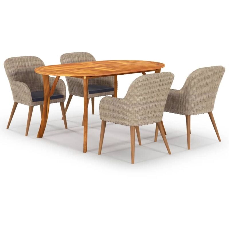 

Juego de comedor para jardín 5 piezas marrón - Marrón - Vidaxl